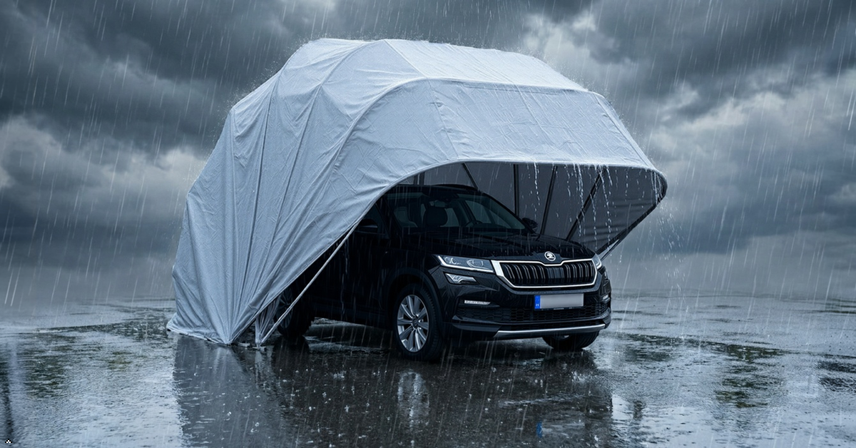 Garážbox SG3 - prenosná skladacia garáž pre auto, sivá, 6,8 m